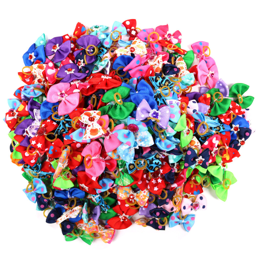 Pets Supplies Bow Rubber Band Scrunchie Head Flower