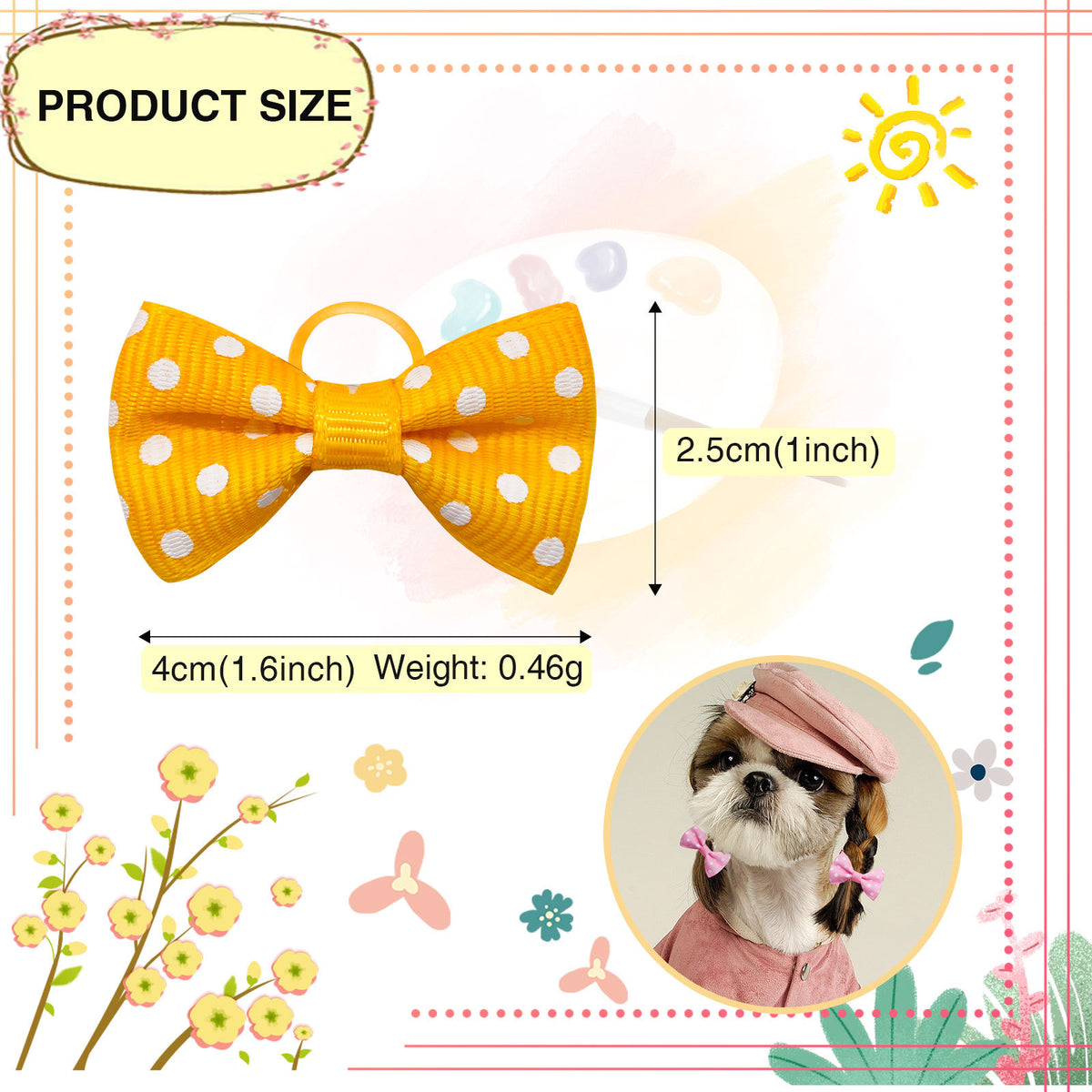 Dot Bow Rubber Band Scrunchie Dog Cat Head Flower Accessory