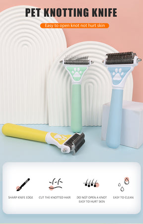 Dog Brush Pet Hair Remover Double Sided Open Knot Comb Dog
