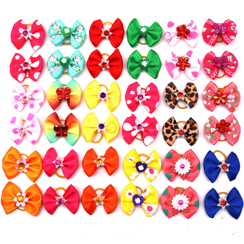 Pets Supplies Bow Rubber Band Scrunchie Head Flower