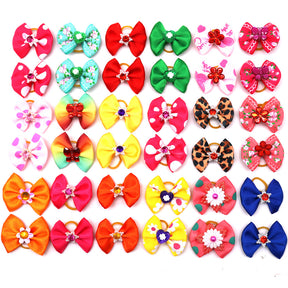 Pets Supplies Bow Rubber Band Scrunchie Head Flower