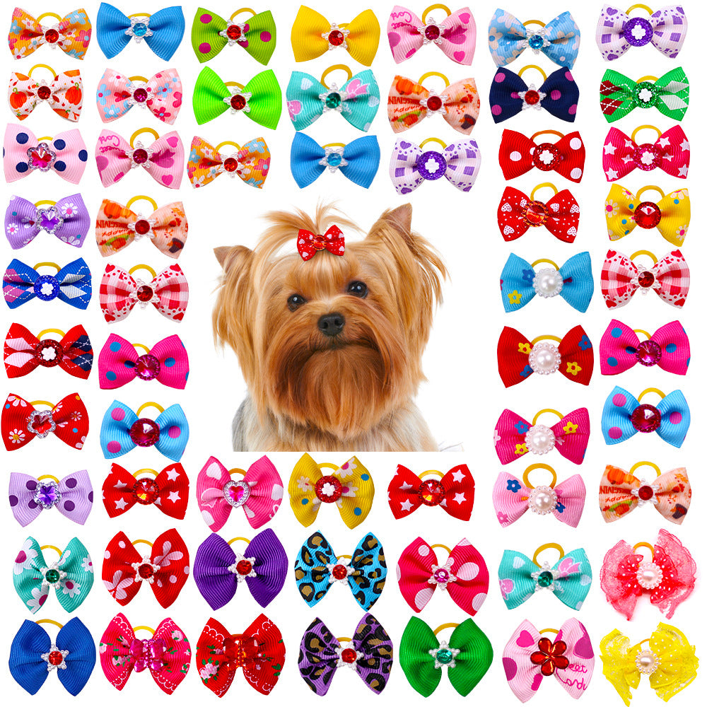 Pets Supplies Bow Rubber Band Scrunchie Head Flower